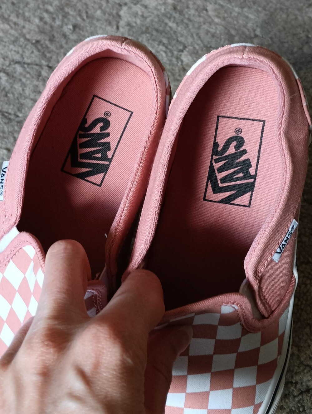 🖤 Vans Asher Checkerboard Canvas Slip on Sneakers Shoes Womens 7.5 Pink Peach - Picture 11 of 12